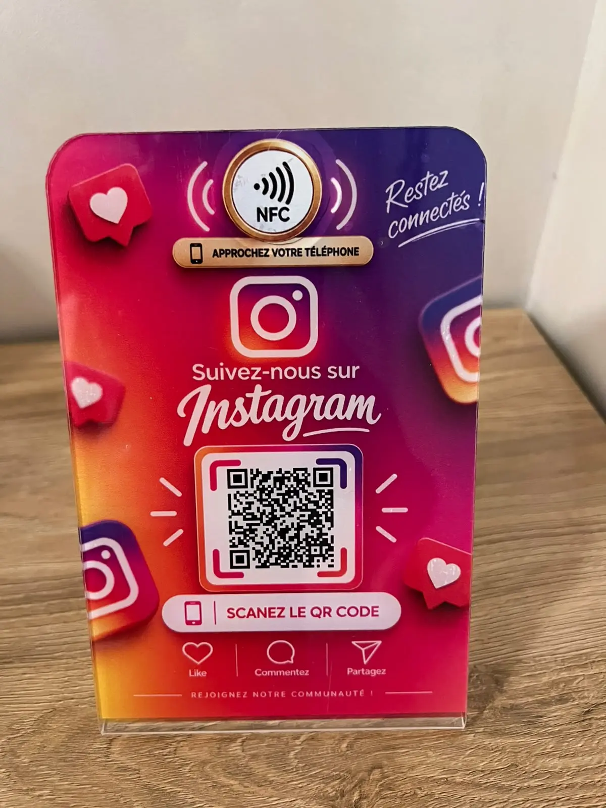 Stand QR Code + NFC – Qualité Premium 12×18 cm
